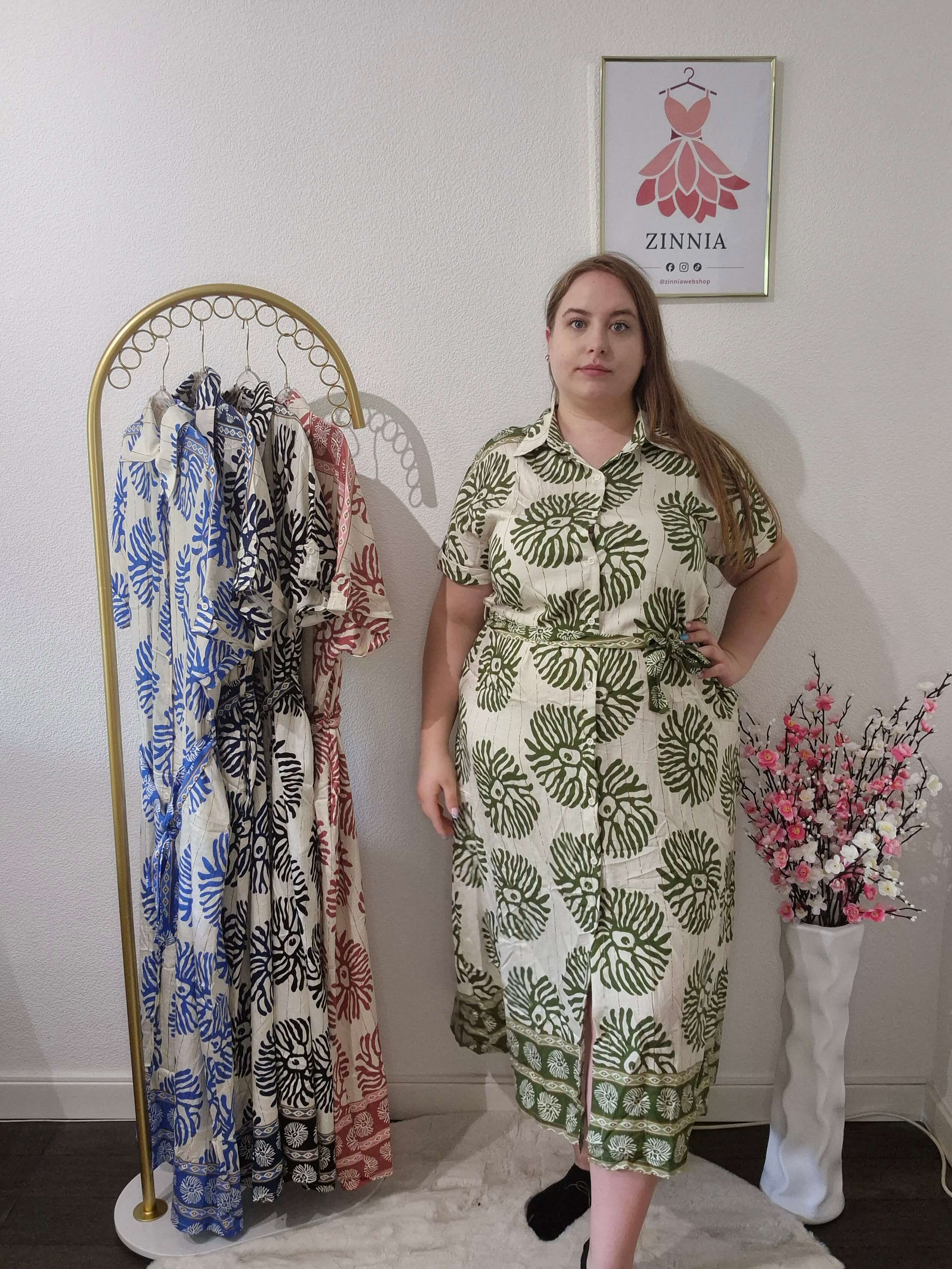Daisy nyári midi ruha- zöld